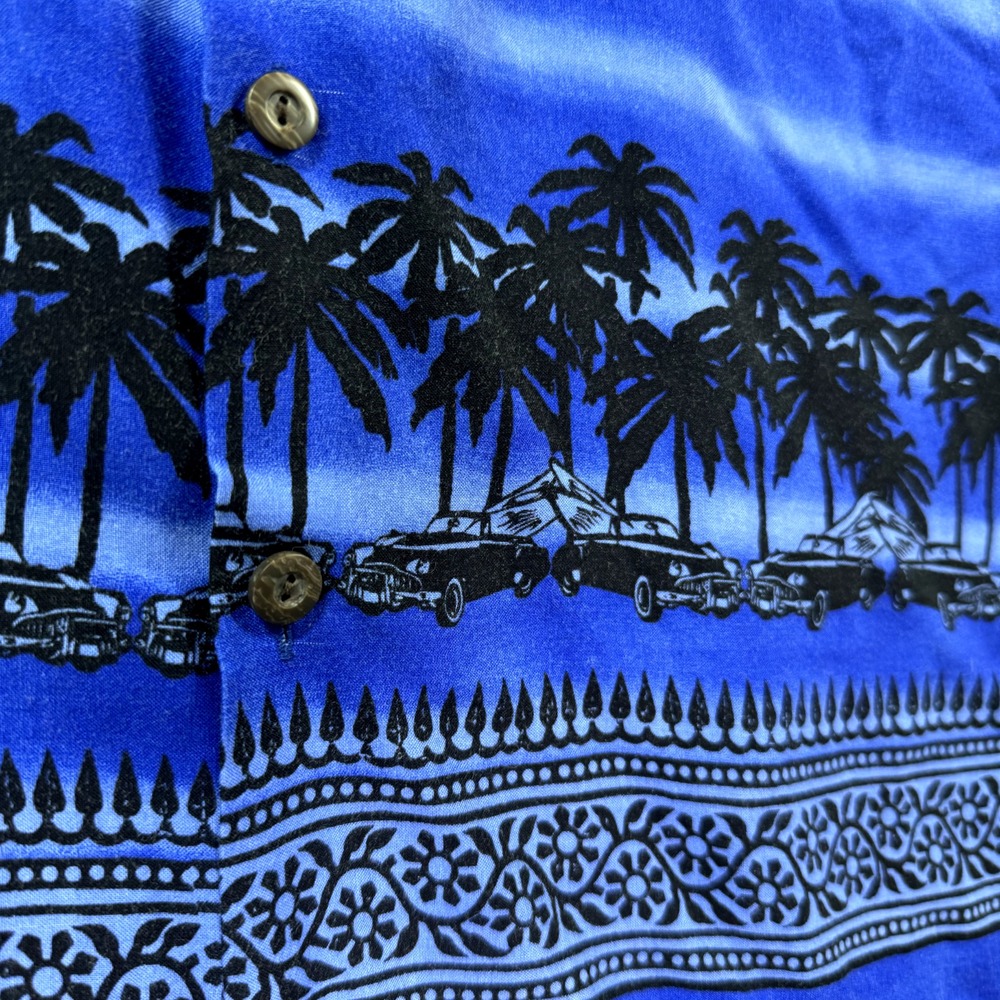 Pineapple Connection Hawaiian Shirt Men S Blue Cars Surfboards Palm‎ Classic - Picture 5 of 11